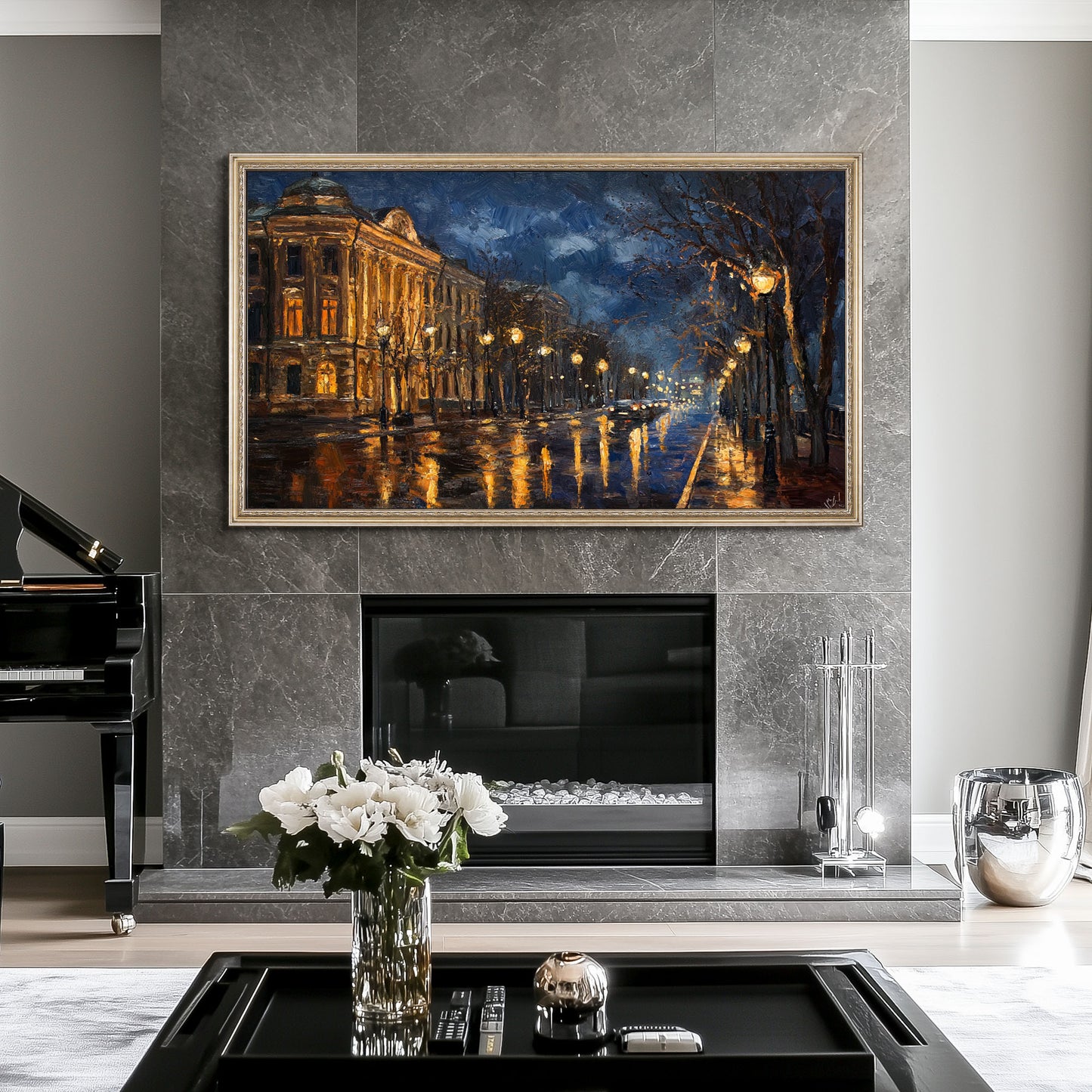 Elegant TV wall decor for Samsung the frame