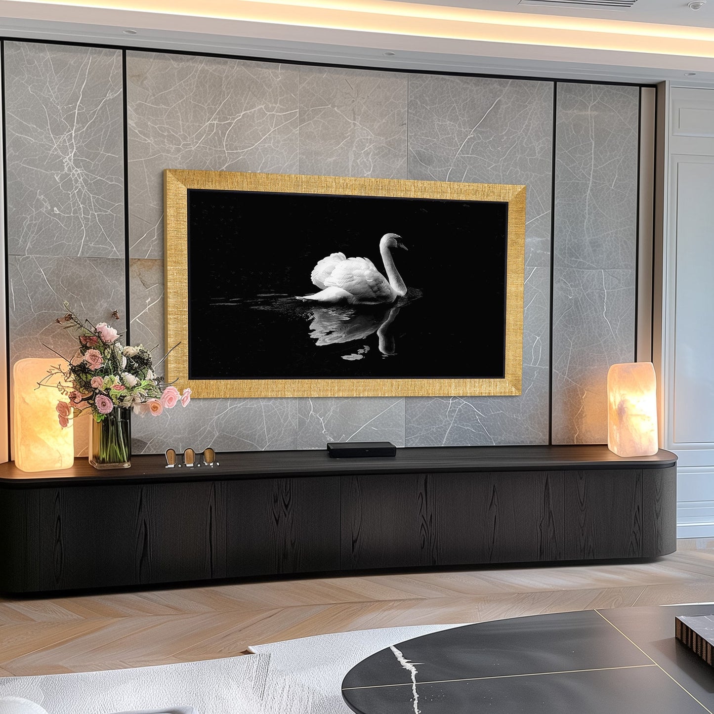 Modern Gold Frame for Samsung The Frame Tv, Handmade Grooved Tv Bezel for Samsung Wall Art Tv, Frame Sizes 32, 43, 50, 55, 65, 75, 85 inch