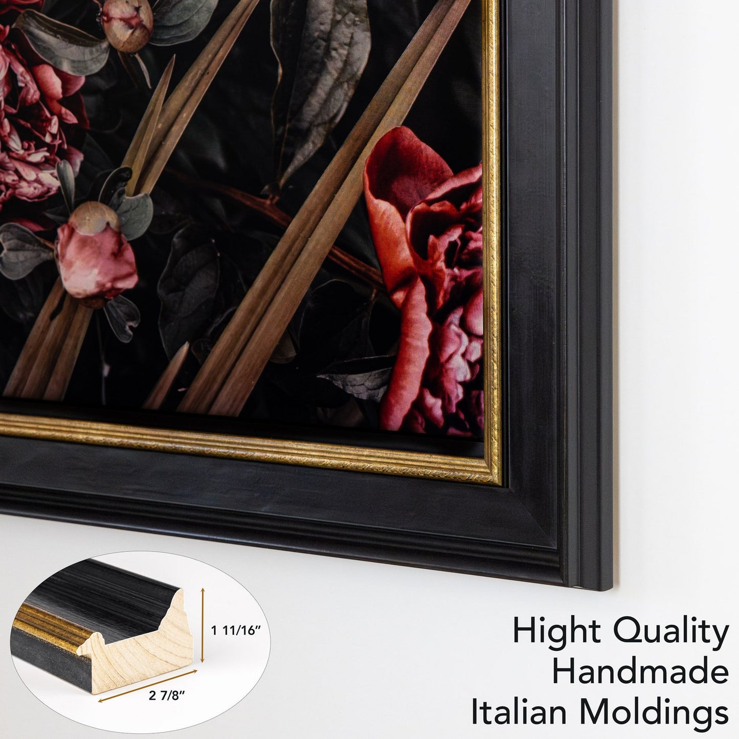 Frame TV is made of Hight Quality Italian Wooden Moldings with Vintage Golden Coating.