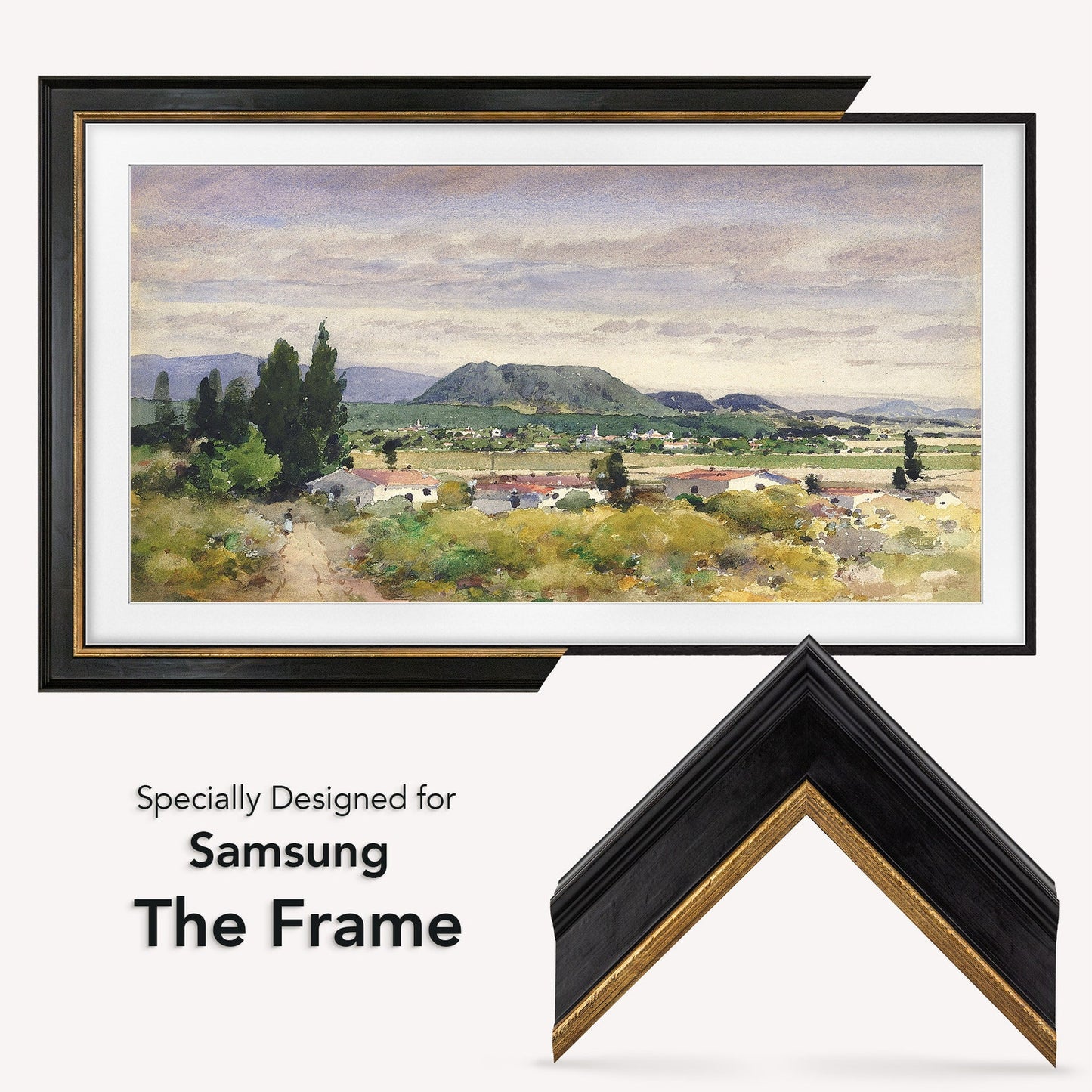 TV Frames by EVENTFRAME are specifically designed for Samsung The Frame TV - 32, 43, 50, 55, 65, 75, 85 inch size (2021-2024 models)