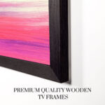 Close-up edge view of the premium quality wooden TV frame, highlighting the authentic black oak finish that adds a touch of durable, modern luxury to your home.