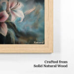 Premium Natural oak wood TV frame corner detail showcasing the high-quality, solid natural wood craftsmanship that elevates your digital display.