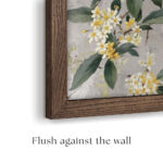 Edge profile of the custom wood TV frame demonstrating the seamless flush-against-the-wall design that guarantees a professional, gallery-quality finish.