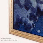 Full coverage ornate silver TV bezel designed to completely hide the factory black inner screen border for a highly realistic framed art look.