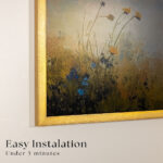 Gold40_8.jpg: Macro shot of the gold TV frame highlighting its user-friendly design, featuring easy, DIY-friendly installation that securely snaps onto your TV in under 5 minutes.