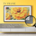 Custom gray oak TV frame designed for Samsung The Frame and TCL NXTVISION smart TVs to transform your screen into premium wood wall art.
