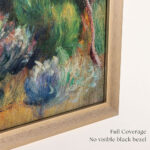 Close-up demonstrating the full coverage benefit of the custom silver TV frame, completely hiding the original black television bezel to maximize the realism of your digital art.