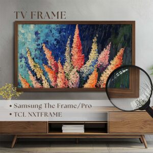 Main view of the premium walnut TV frame, compatible with Samsung The Frame and TCL NXTFRAME, offering an instant, luxurious upgrade that turns your everyday flat screen into a museum-quality masterpiece.