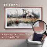 Custom copper TV frame specifically designed for Samsung The Frame and TCL NXTVISION smart TVs, instantly upgrading your digital art display with a premium metallic finish.