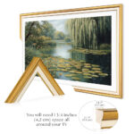 Gold and white TV frame dimension guide, illustrating the 1 3/4 inches of wall clearance needed to ensure a perfect, frustration-free installation around your screen.