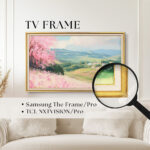 Main view of the premium gold and white TV frame, compatible with Samsung The Frame and TCL NXTVISION, instantly transforming your flat screen into a breathtaking, museum-quality masterpiece.