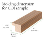 Diagram showing exact molding dimensions for a premium wood TV frame. The solid wood construction ensures a durable, high-quality bezel that fits perfectly and provides an authentic, high-end look.