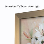 Precision corner construction on the brass TV frame ensuring seamless bezel coverage for a flawless, premium finish without visible gaps.