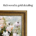 Close-up of the frame's rich wood and gold detailing, showcasing the premium craftsmanship that adds a touch of luxury to your home.