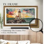 Dark Wood and Gold Leaf TV Frame Ornate Samsung Frame TV Bezel, Thin Vintage Gold Wooden Frame TCL tv Cover size 32" 43" 50" 55" 65" 75" 85"