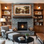 Stained Oak TV Frame with Linear Engraving - Image 5