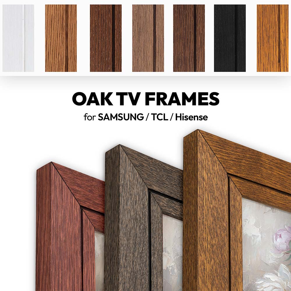 Titulbilde_Oak_Colorful Stained Oak TV Frame with Linear Engraving - Image 1