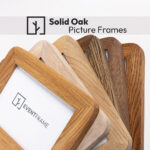 EventFrame wide-profile solid oak frame with rounded edges. Handmade 32mm molding in a natural wood stain, available in standard poster sizes including 8x10, 16x20, and A3.