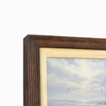 Professional two-toned wood frame by EventFrame with a gap-free, flush-to-wall hanging design. Features a timeless Natural and Walnut Brown finish on solid pine. Ideal for custom art prints in sizes like A3, A4, and 5x7, with all duties and taxes included.