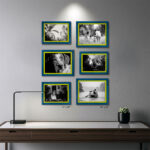 EventFrame two tone wall frame in imperial blue and wattle green, made to order for 24 x 36 and 27 x 40 posters