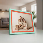 EventFrame artistic turquoise and orange frame for abstract prints, made to order for 16 x 20 and 24 x 36 wall art