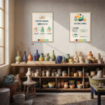 EventFrame bold two tone frame in turquoise and orange, perfect for pop art posters and creative studio wall decor