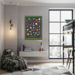 EventFrame green and blue poster frame custom made to order, perfect for 18 x 24 and 27 x 40 wall art. For kids room, nursery decor, accent