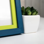 EventFrame blue and green wooden frame with 1 inch profile, made to order for artwork sizes like 16 x 20 and 24 x 36