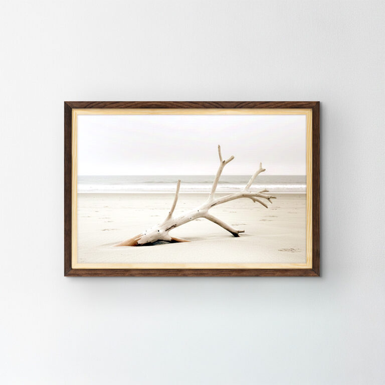 Handmade EventFrame gallery-quality frame crafted from Northern White Pine. Showcasing a unique two-toned Natural and Walnut Brown aesthetic with a 1-inch profile. Fits standard poster sizes including 12x18, 18x24, and 24x36 inches.