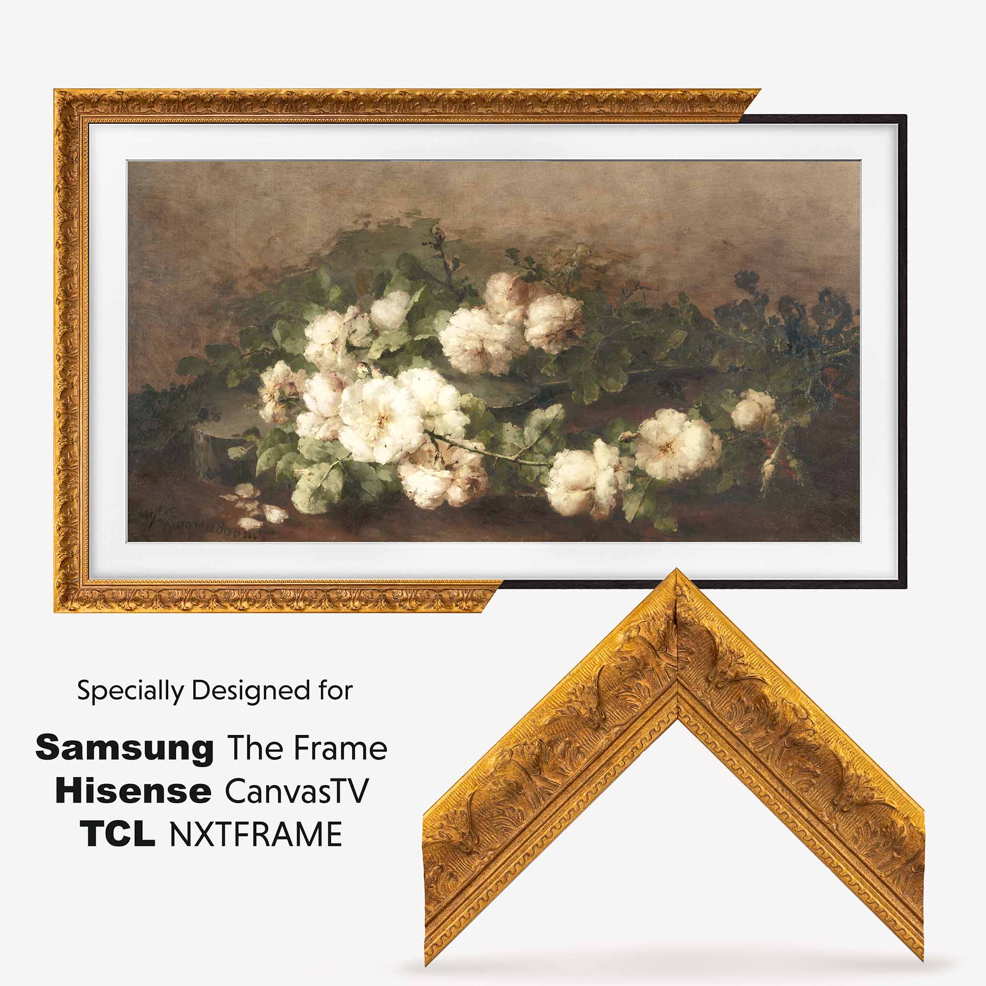 Ornate Antique Gold Leaf TV Frame