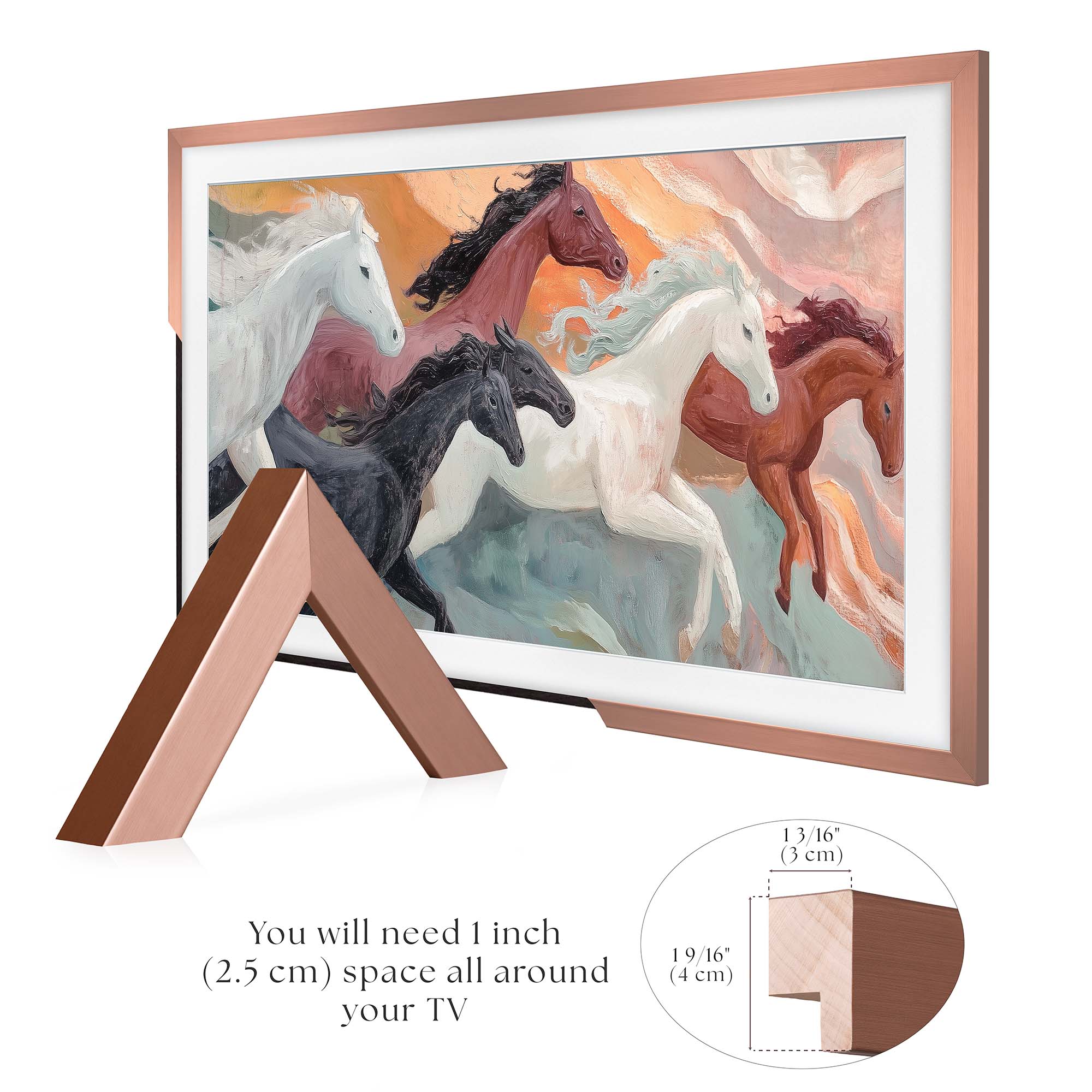 Metallic wooden handcrafted TV Frame sample.