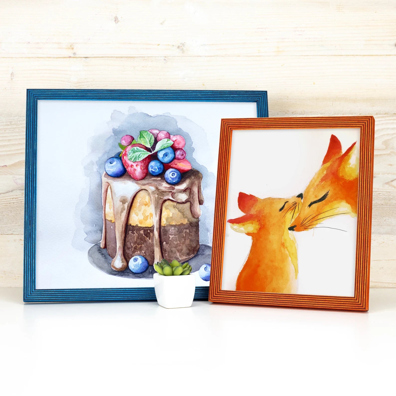 Thin Edge Picture Frame, Solid Color of Your Choice in Minimalistic Stripy Style, Handmade Custom Photo Frame