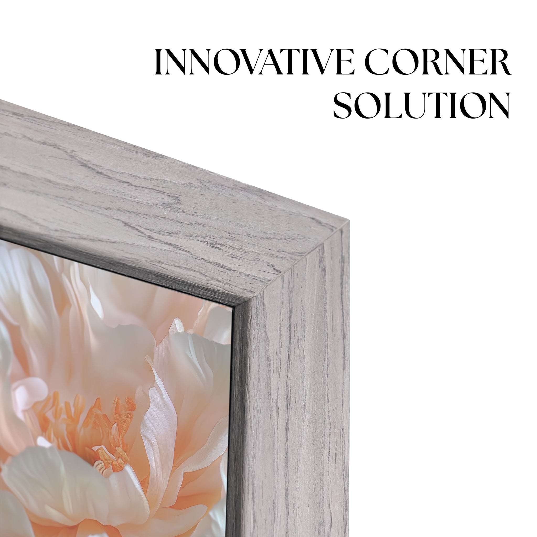 Natural gray TV Bezel has innovative corner solution