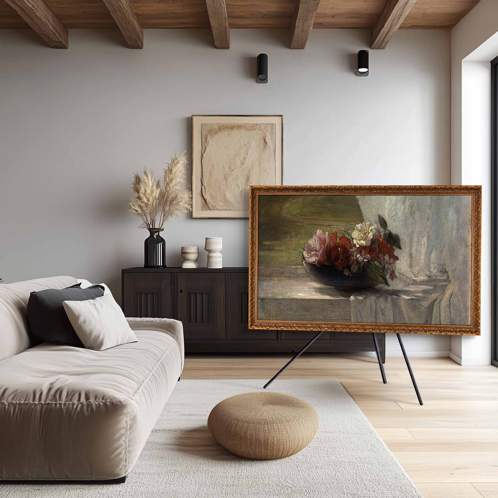 Ornate Antique Gold Leaf TV Frame