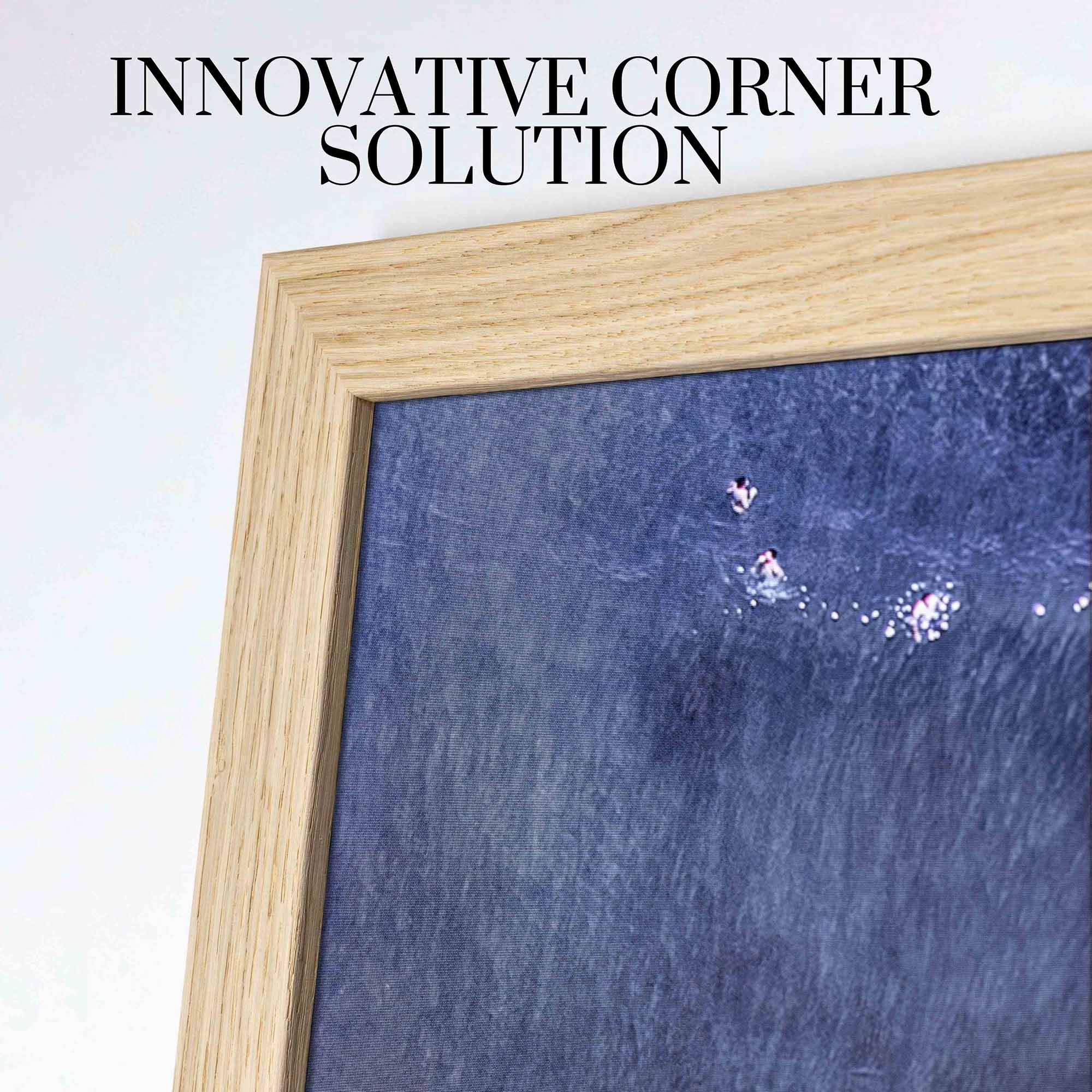 Thin Natural oak TV bezel has innovative corner solutions