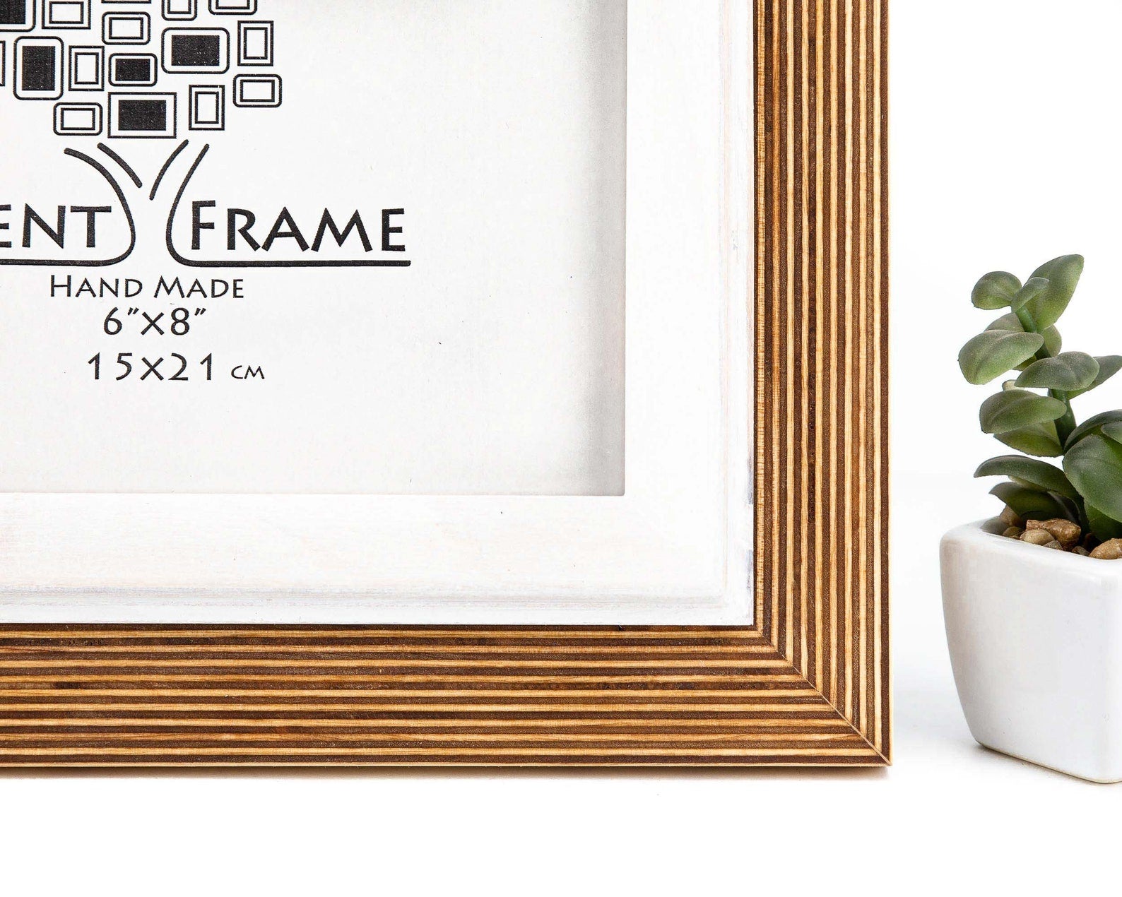 Wooden picture frame with 'Event Frame' branding and size label on a white background. Natural + White Picture Frame, Wooden Photo Frame, Rustic Frame, CUSTOM SIZES - 4x6 5x5 5x7 5.5x8.5 6x6 6x8 8x8 8x10 10x10 8x12 8.5x11 11x14