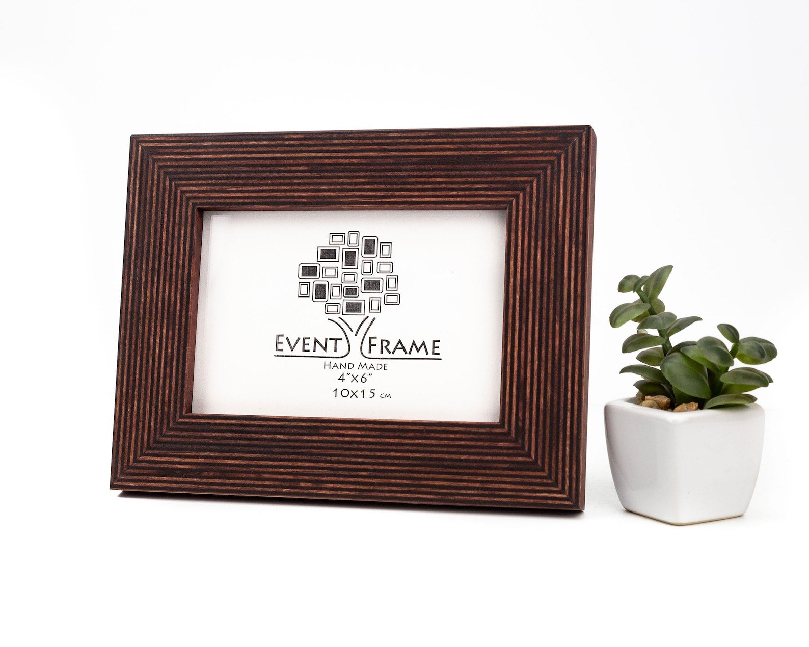Wooden picture frame with 'Event Frame' branding on a white background. Brown Picture Frame, Wooden Handmade Frame, Wall Decor Photo Frame A5 A4 A3 4x4 4x6 5x5 5x7 6x6 6x8 7x7 7x9 8x8 8x10 8x12 8.5x11 11x14 20x30