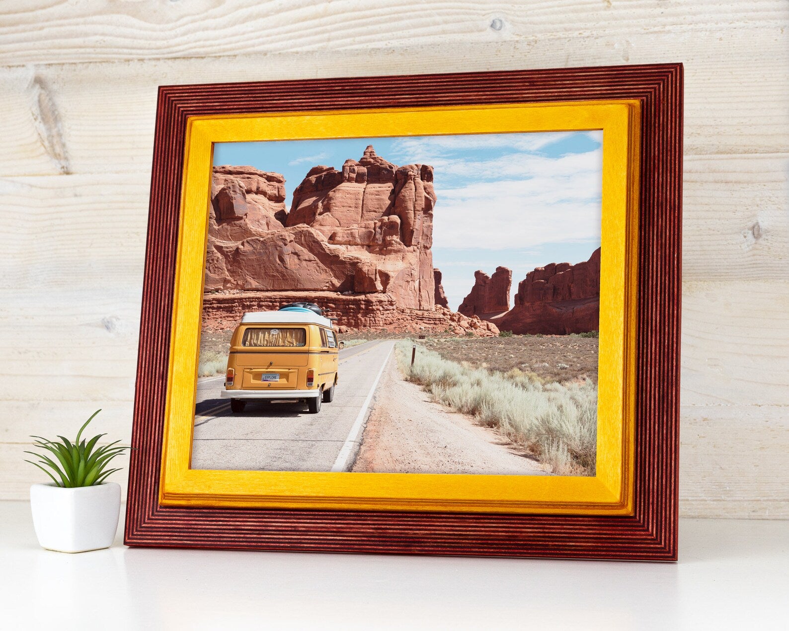 Red and Yellow baltic birch picture frame for art photography, custom sizes, made from high quality durable materials, perfect for gallery walls. Double Black Custom Picture Frame, Handmade Wooden Photo Frame, Black Poster Frame, Contemporary style A1 A3 A5 4x6 9x12 16x20 18x24 36x40