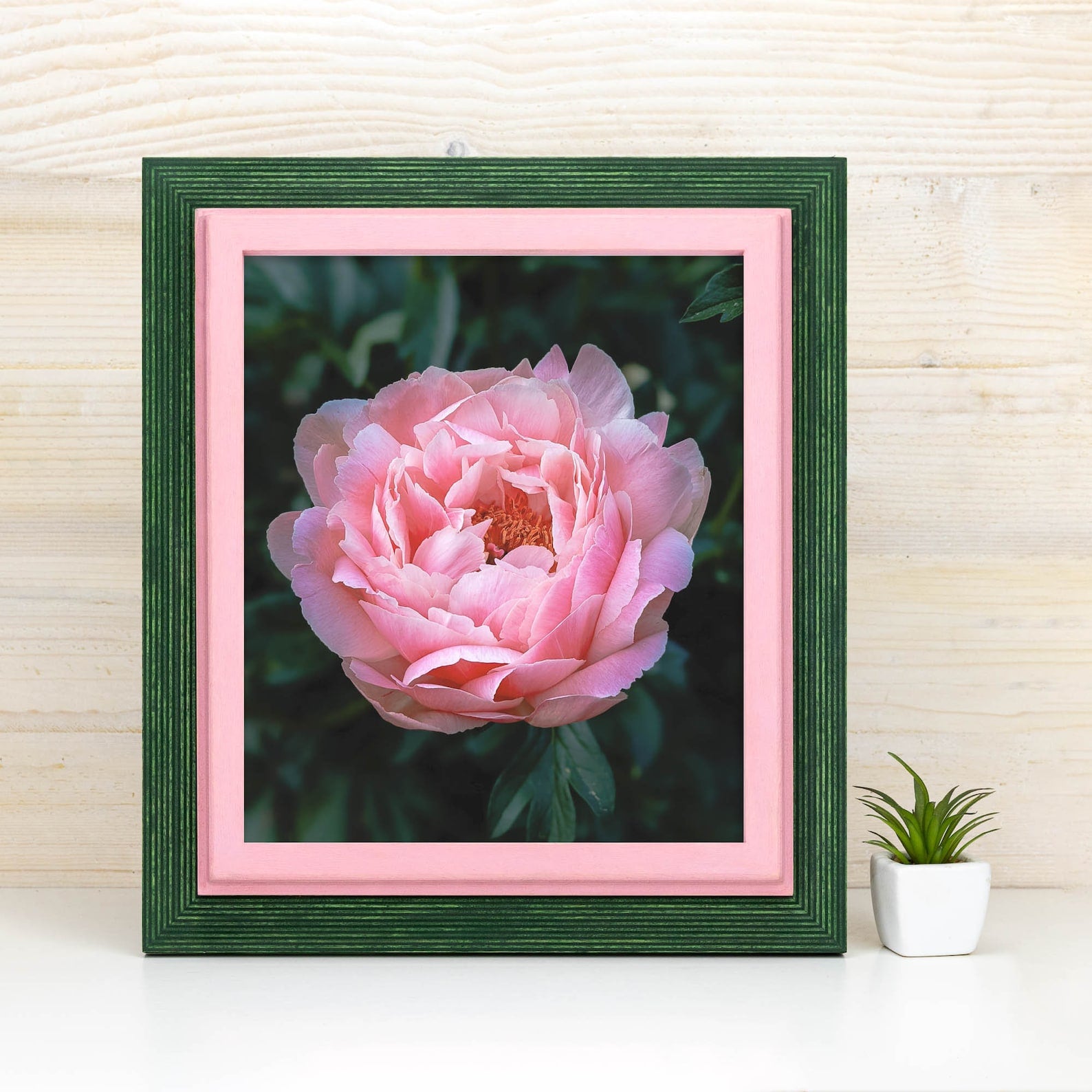Green and pink baltic birch picture frame for art photography, custom sizes, made from high quality durable materials, perfect for gallery walls. Double Black Custom Picture Frame, Handmade Wooden Photo Frame, Black Poster Frame, Contemporary style A1 A3 A5 4x6 9x12 16x20 18x24 36x40