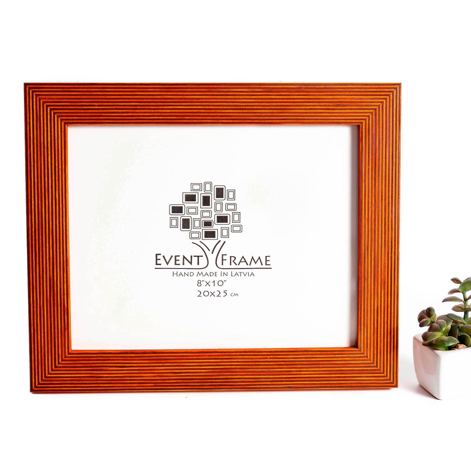 Wooden picture frame with 'Event Frame' branding on a white background. Handmade Orange Picture Frame, Wooden Photo Frame, Birch Wood Frame 4x4 4x6 5x7 5.5x8.5 6x6 6x8 7x7 7x9 8x8 8x10 9x9 10x10 8x12 11x14 32x40