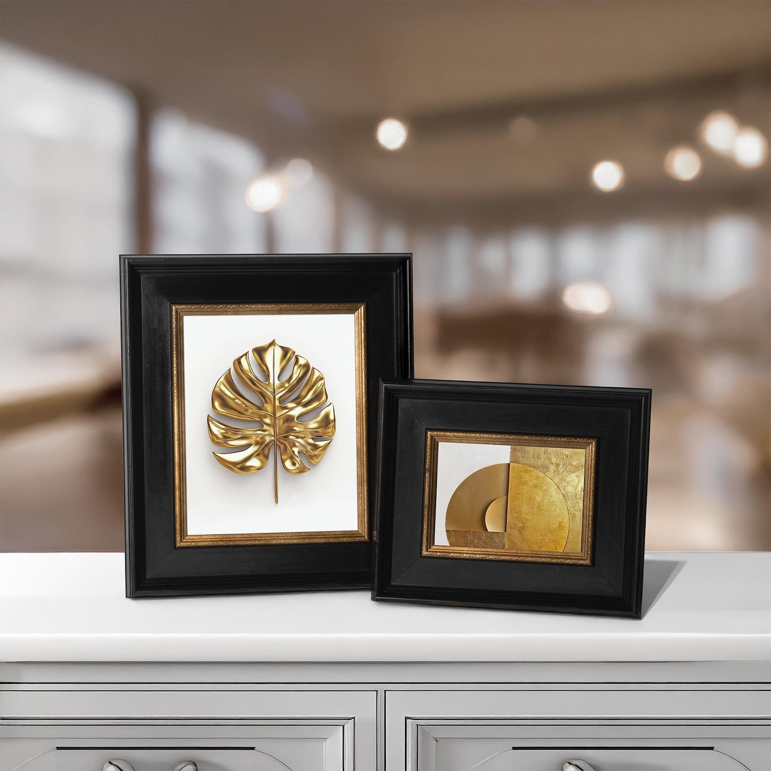 Antique Gold and Black Picture Frame