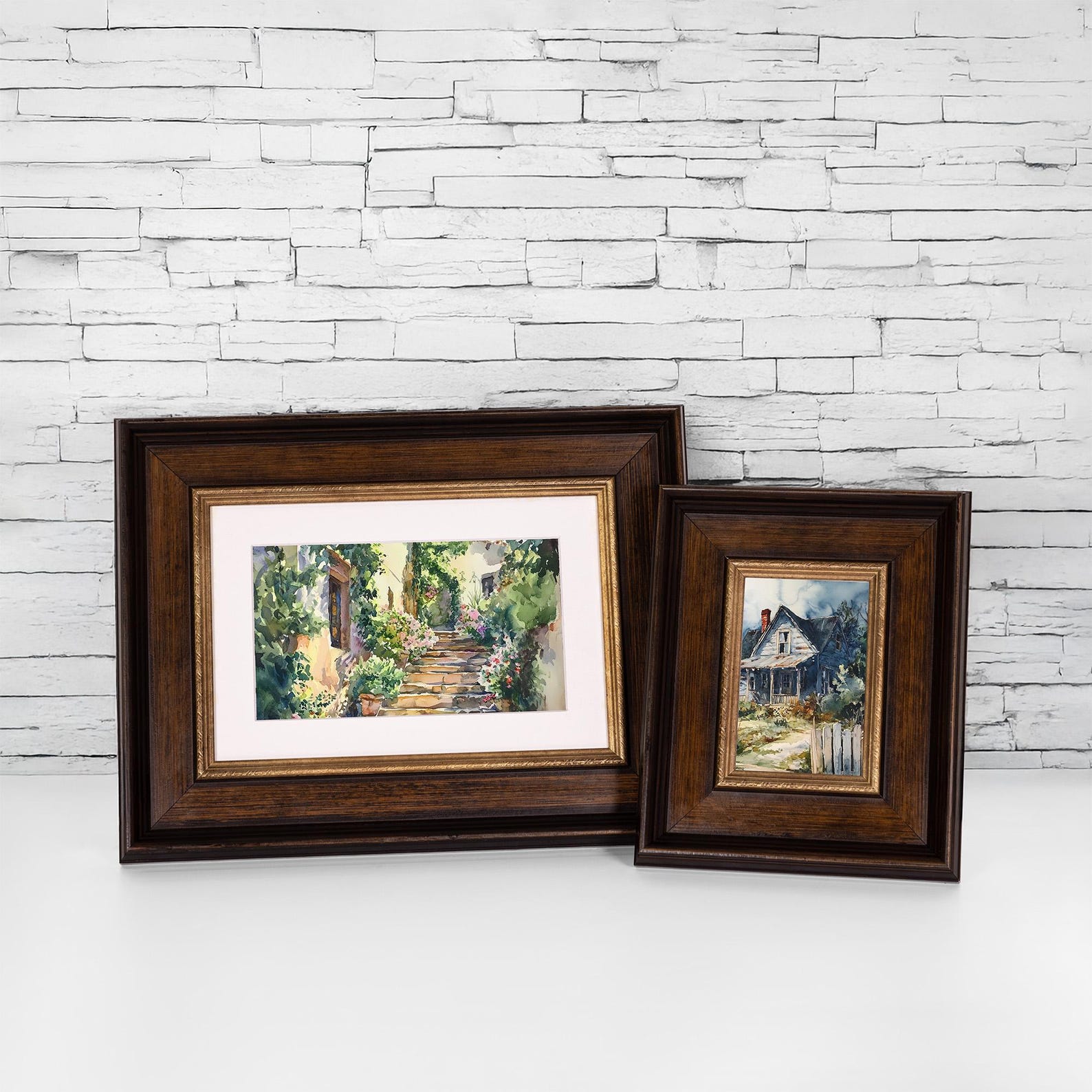 Antique Gold and Brown Picture Frame