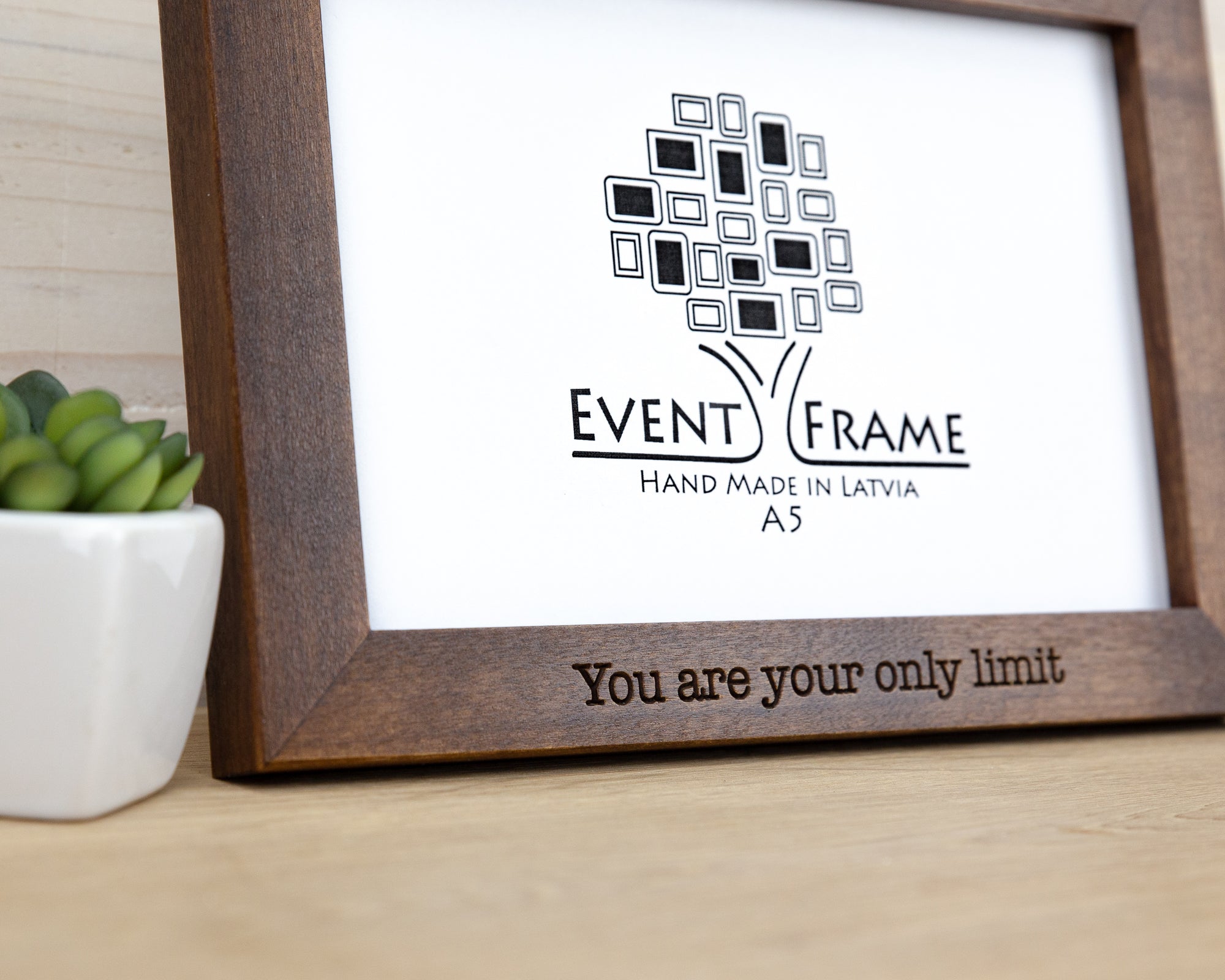 Engraved Brown Photo Frame from Solid Birch Wood