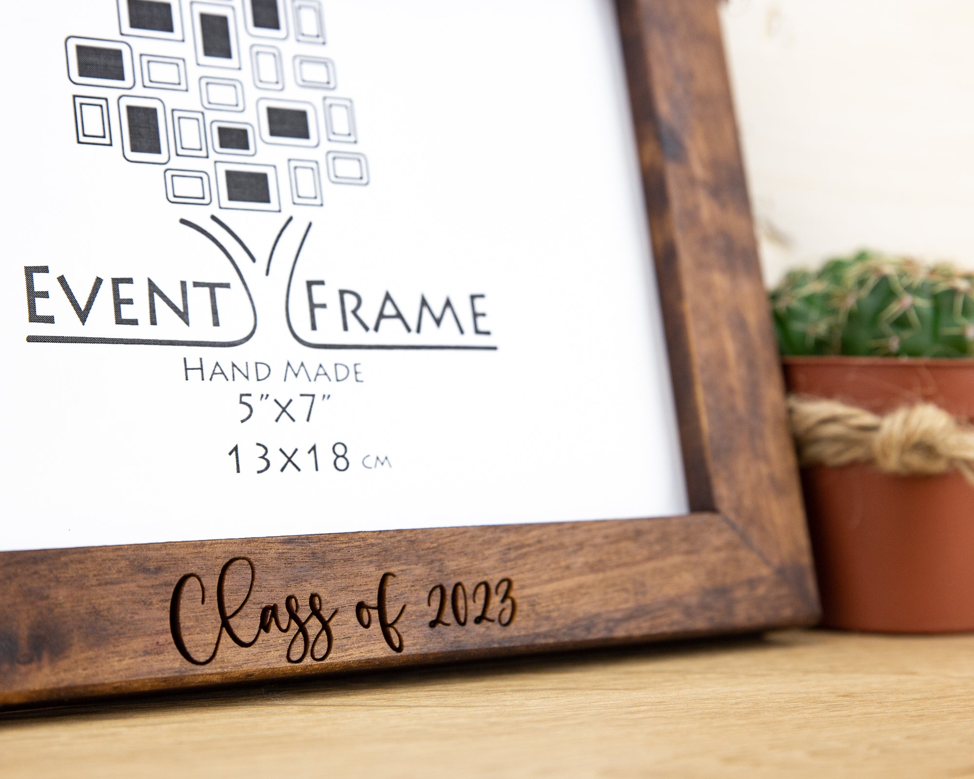 Engraved Brown Photo Frame from Solid Birch Wood
