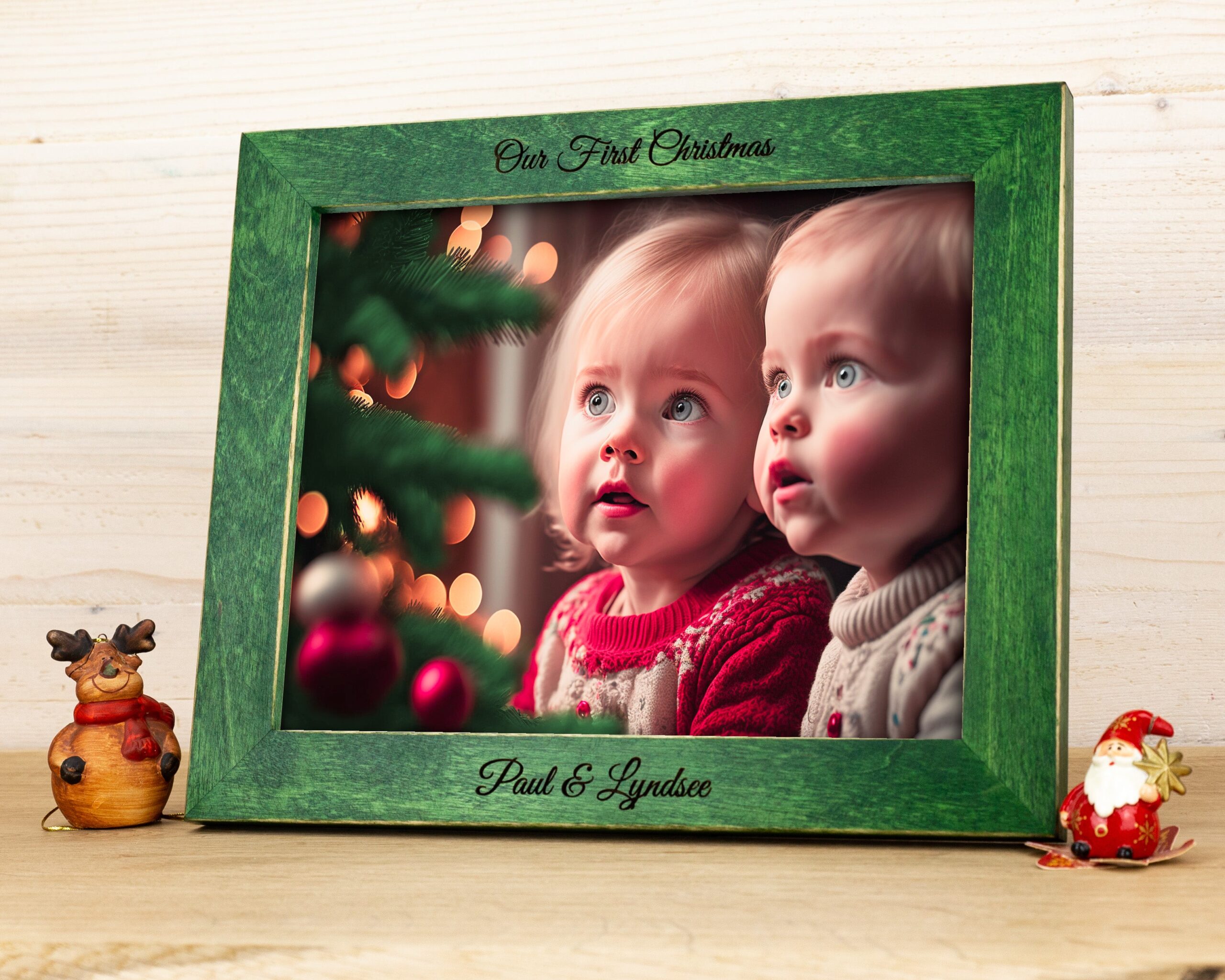 Colorful Engraved Birch Wood Picture Frame