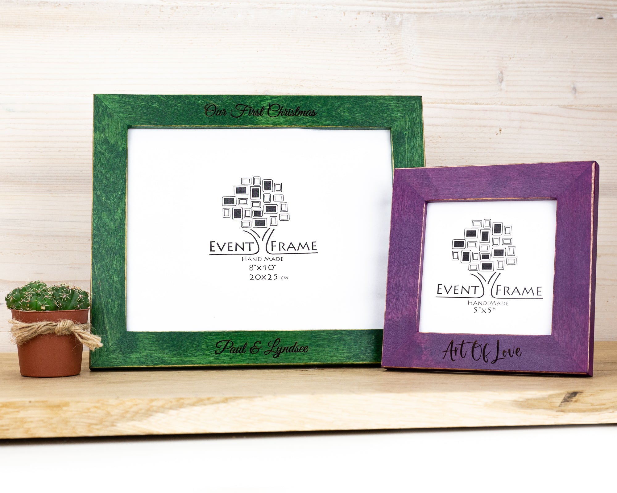 Colorful Engraved Birch Wood Picture Frame