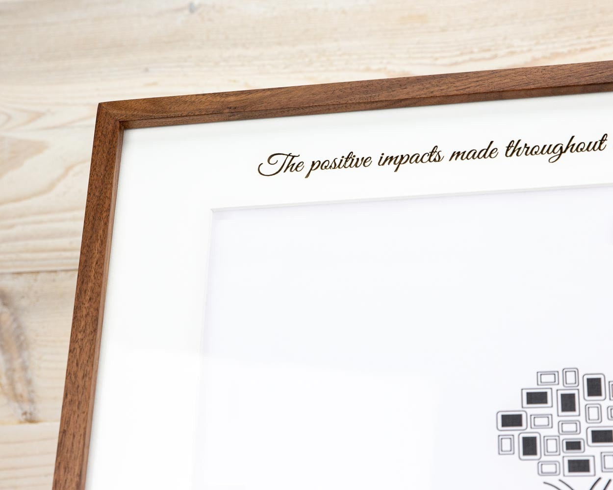 Solid Walnut Hardwood Picture Frame with Engraved Mat