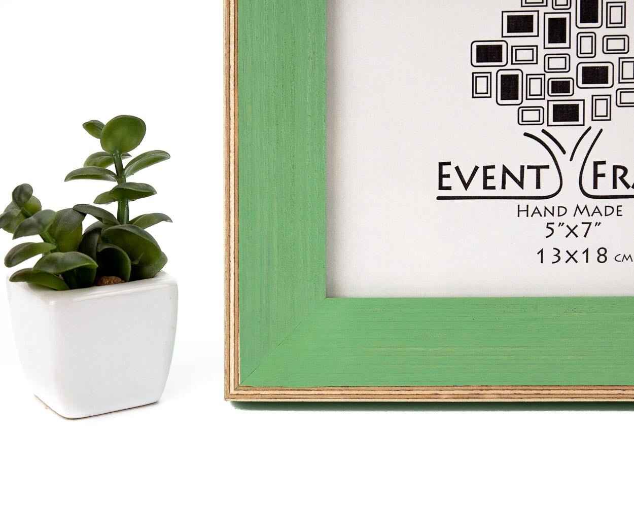 Green rustic birch frame handcrafted for standout art displays. Adds a vibrant, creative touch to any space with eco-friendly charm.