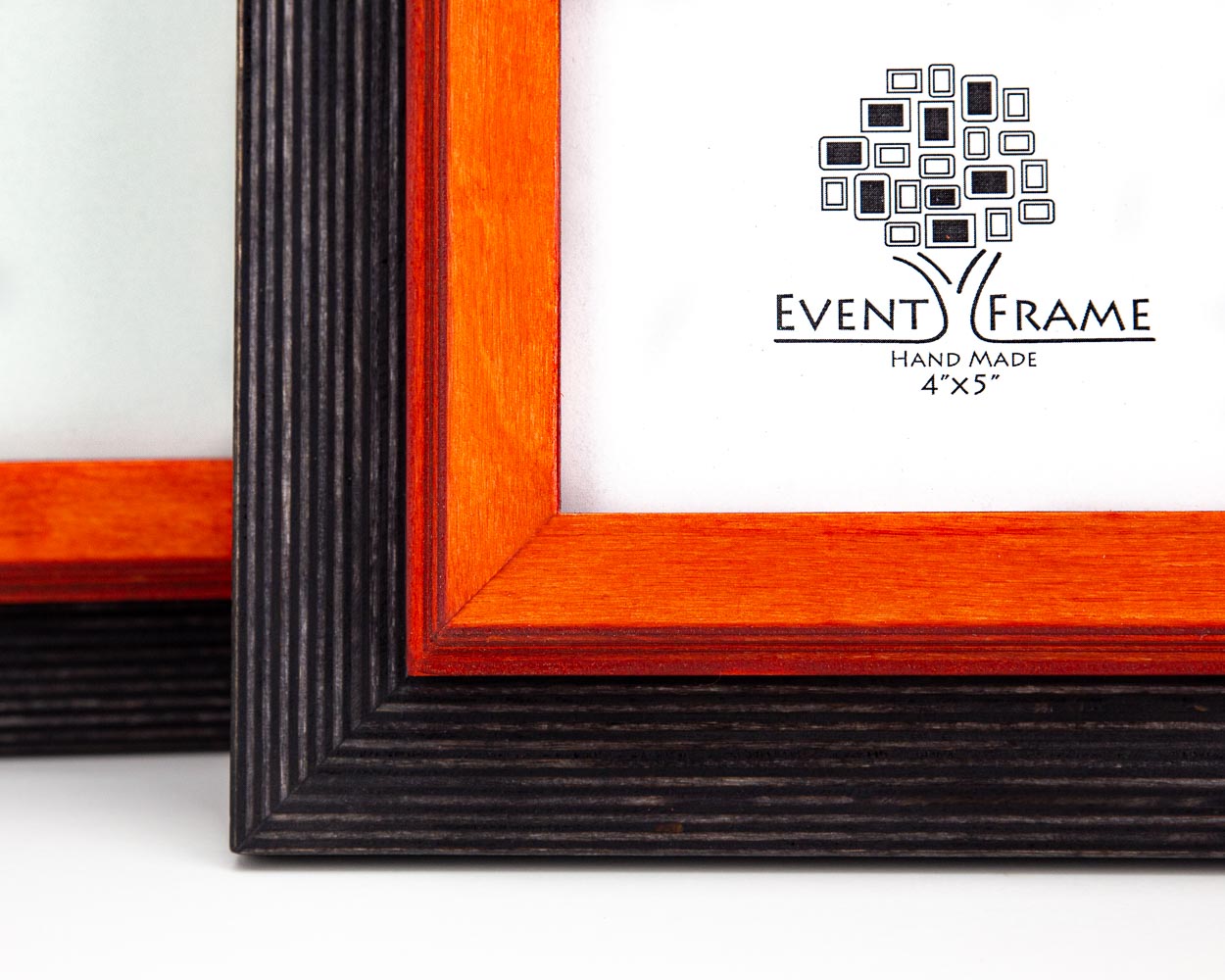 Custom Wood Picture Frame, Black + Orange Colors, Rustic Photo Frame, SIZES 5x7, 8x10, A4, 9x11, A5, A3, 4x6, 20x30, 7x9, 16x20, 18x24, 8x12
