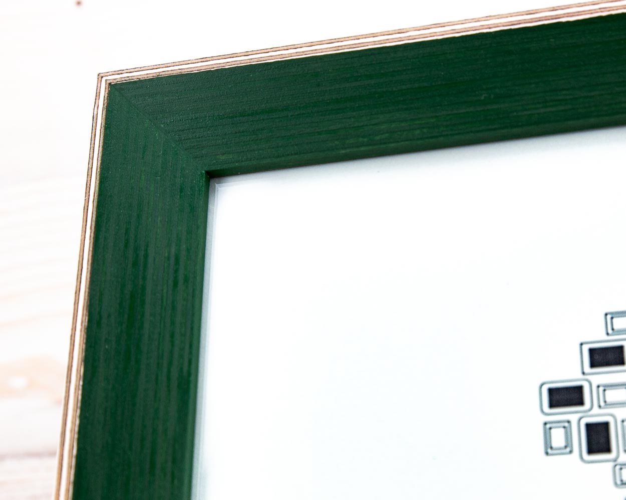 Dark green picture frame from solid baltic birch, unique classic style, for modern interior